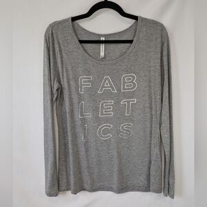 Fabletics Women's Long Sleeve Gray Print Shirt, Women's Size XL